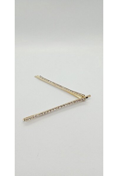 ndjewelry مشبك شاشة من الحجر الذهبي اللون (طويل)