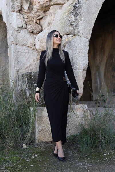 bytugcekaya Φόρεμα άνοιγμα με μαύρη κορδέλα με λεπτομέρεια κορδόνι