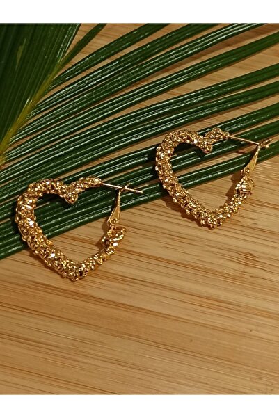 Monalisa Home Gold Color Luxury Flashy Heart Figured Earrings