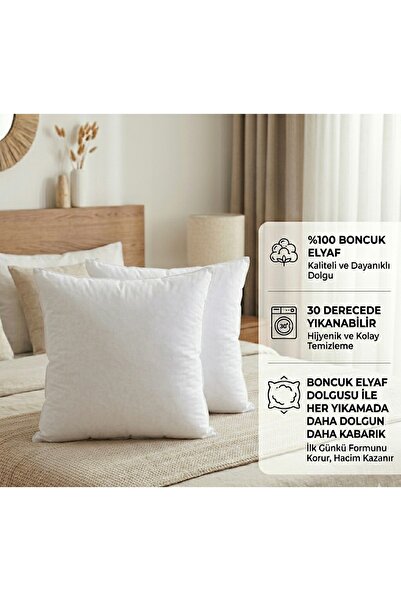 Pratic Home 2 Adet 43x43 350 gr 1. Kalite %100 Boncuk Silikonlu Kare Kırlent ...
