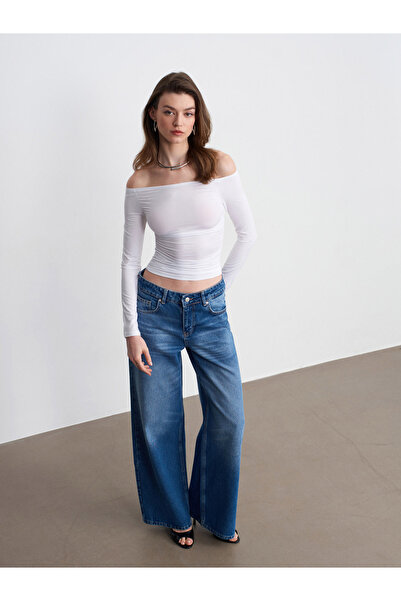 Dilvin 72107 100% Cotton Low Waist Jean-Blue