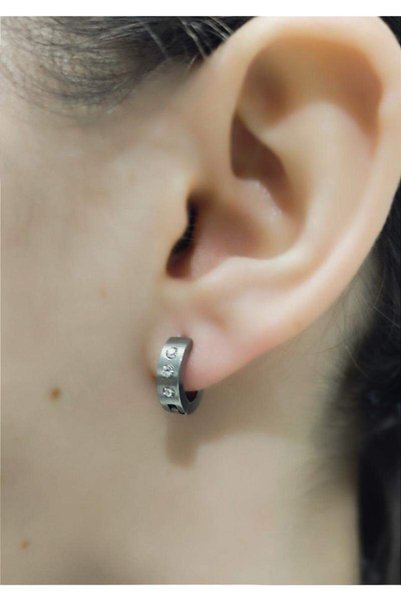 Monalisa Home Gray Color Silver Stone Steel Earrings