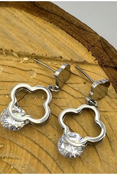 Monalisa Home Silver Color Figured Steel Earrings
