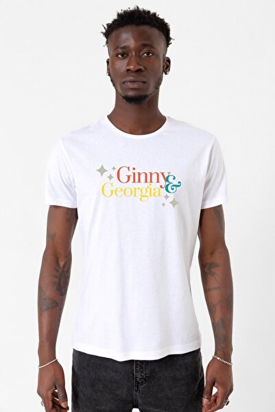 Tshirthane Ανδρικό μπλουζάκι ποδηλασίας Ginny & Georgia Lettern White