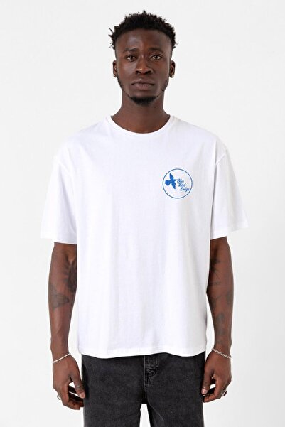 Tshirthane The Mentalist Blue Bird Lodge Beyaz Erkek Oversize Tshirt