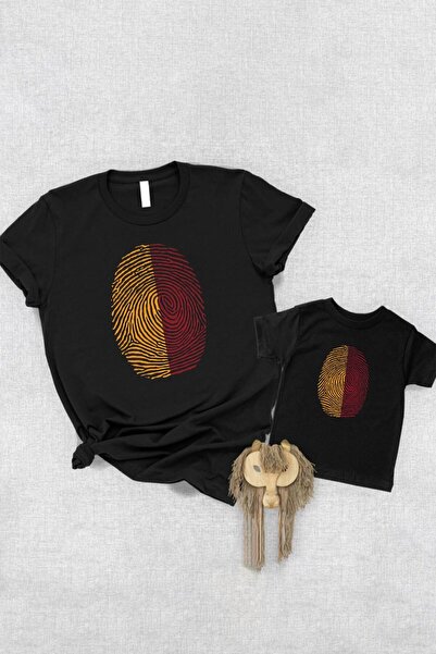 Tshirthane Κίτρινο κόκκινο δακτυλικό αποτύπωμα - Πατέρας γιος κορίτσι Τιμή ΕΝ...