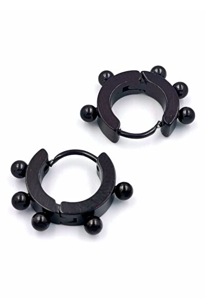 Monalisa Home 316 L Steel Black Color Earring with Ring Figure Diameter 1 cm