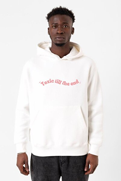Tshirthane Ανδρικό φούτερ με κουκούλα Rose Toxic Till The End White 3ip