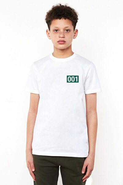 Tshirthane Squid Game Player 001 Tricou alb pentru copii