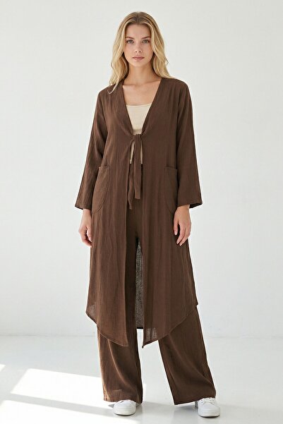 bacc Σετ κιμονό από λινό Alaçatı με δέσιμο