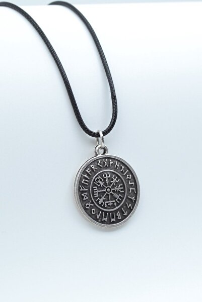 ıdr Vegvisir Viking Pusula Kolye Deri İp