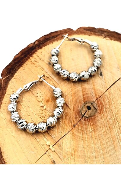 Monalisa Home Silver Color Figured Steel Earrings