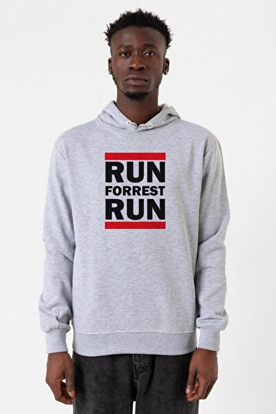Tshirthane Forrest Gump Run Forrest Run Siva muška majica sa kapuljačom 3-kan...