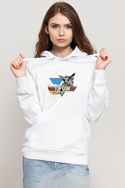 Tshirthane Top Gun Vintage Jet Stars bela muška majica sa kapuljačom i tri žica
