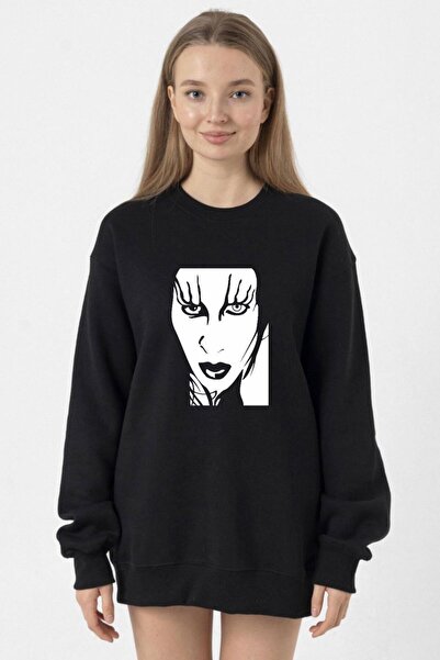 Tshirthane سويت شيرت مارلين مانسون أسود وأبيض للنساء من قطعتين