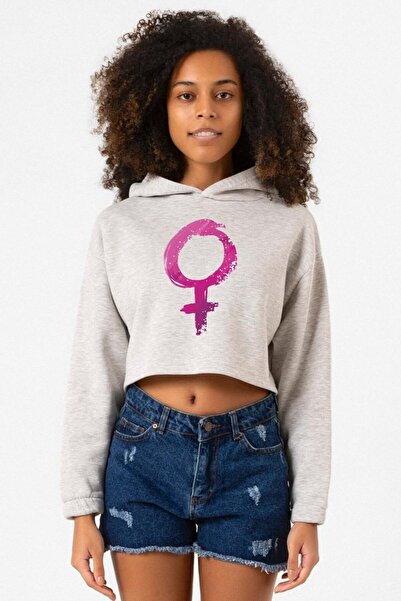 Tshirthane Γυναικείο κοντό φούτερ με κουκούλα Purple Venus Symbol Grimelanj