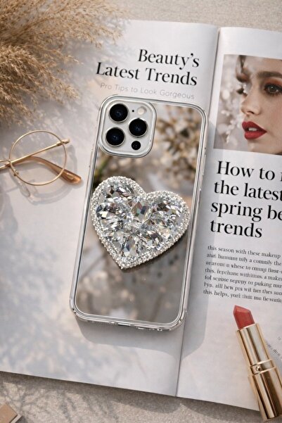 PiyasaSepeti Aynalı Taşlı Popsocketli Kılıf iPhone 14 Pro