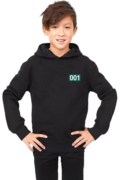 Tshirthane Hanorac cu glugă Squid Game Player 001 Black Child 3ip