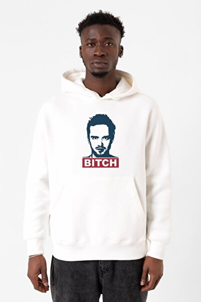 Tshirthane Breaking Bad Jesse Pinkman Bitch - Muška bela majica sa kapuljačom