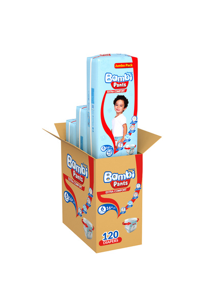 Sanita Bambi حفاضات أطفال، 120 حفاضة، مقاس 6 (16+ كجم)، عبوة جامبو ×3