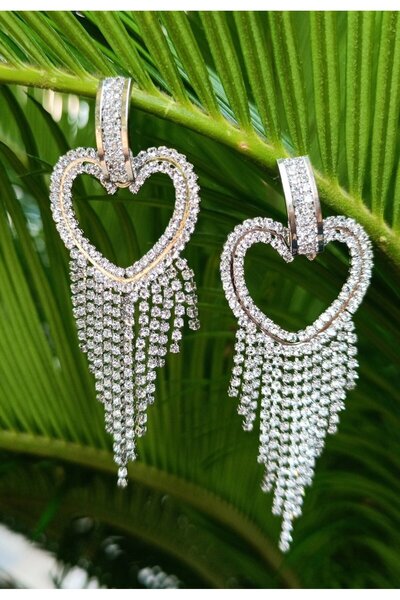 Monalisa Home Silver Color Zircon Stone Luxury Evening Dress Earrings