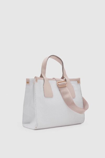 Monalisa Home White Canvas Crossbody Bag - Axel with Cream Garnish