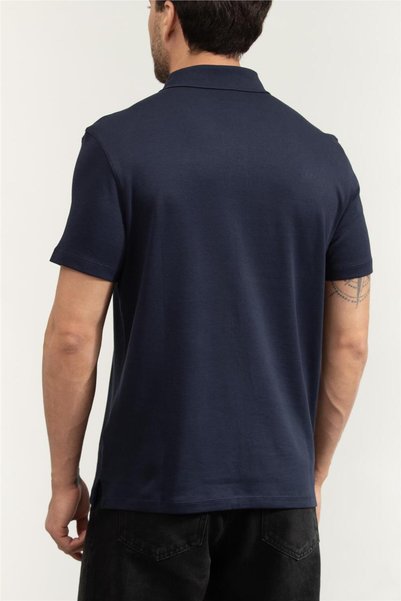 Calvin Klein Erkek Regular Fit Monogram Nakışlı Polo T-Shirt - Lacivert