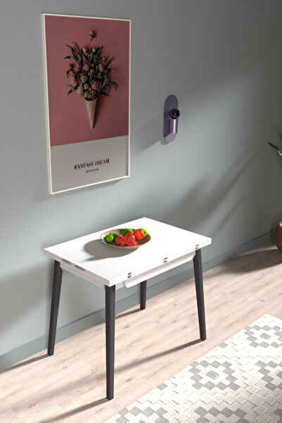 VİLİNZE Avanos Ahşap Ayaklı Katlanır Kanatlı Mdf Mutfak Masası - 60x90+60 (90...