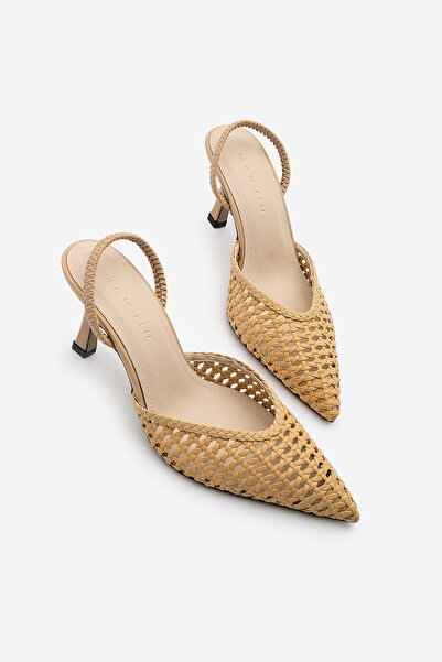 Marjin Women's Stiletto Pointed Toe Hand Knitted Classic Heeled Shoes with El...