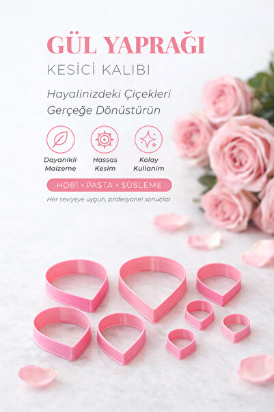 Adana Pasta Malzemeleri GÜL YAPRAĞI KESİCİ SET 10 PARÇA
