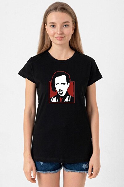 Tshirthane تي شيرت مارلين مانسون شادو بلاك للنساء