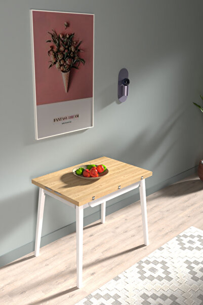 VİLİNZE Avanos Ahşap Ayaklı Katlanır Kanatlı Mdf Mutfak Masası - 60x90+60 (90...