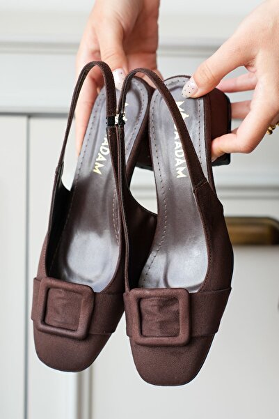 MODAADAM Γυναικεία παπούτσια Monet με χαμηλό τακούνι - Καφέ-Σουέντ