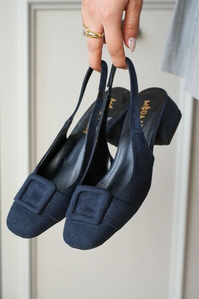 MODAADAM Γυναικεία παπούτσια Monet με χαμηλό τακούνι - Μπλε ναυτικό-Σουέντ