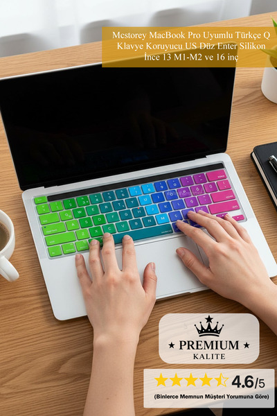 Mcstorey MacBook Pro Uyumlu Türkçe Q Klavye Koruyucu US Düz Enter Silikon İnc...