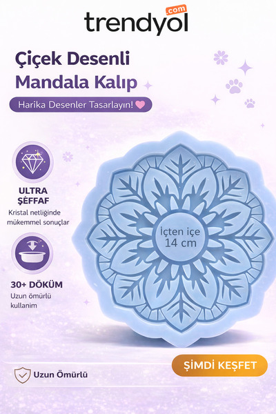 stonechem Büyük Mandala Model Silikon Kalıp 14 cm Epoksi Dekoratif Kalıp