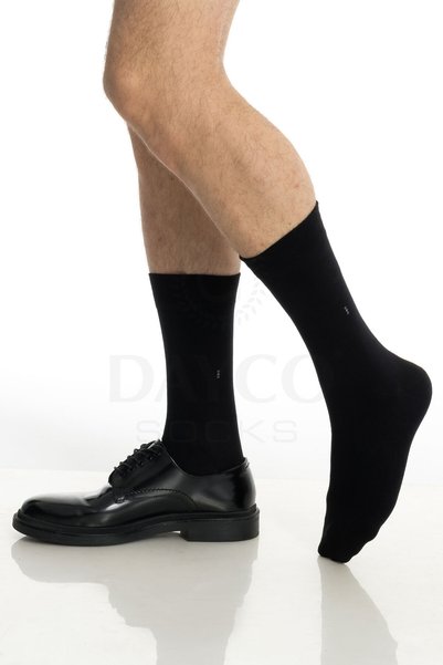 DAYCO Premium Klasik Uzun Boy Siyah Renk Kışlık Erkek Bambu Soket Çorap