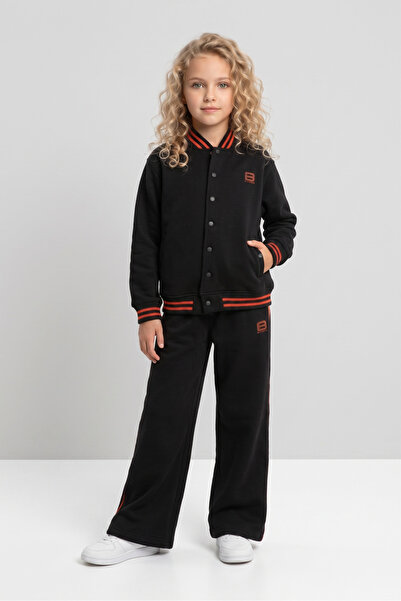 Black One Σετ αθλητικής φόρμας με φαρδύ πόδι με κολλάρο για κορίτσια