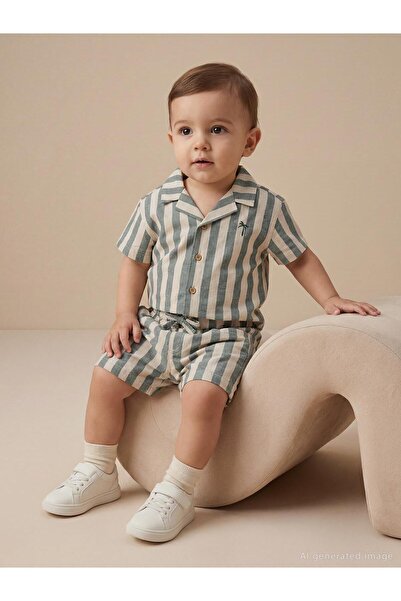 Civil Baby Ριγέ πουκάμισο 6-18 μηνών - Πράσινο