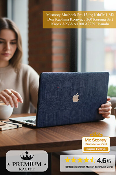 Mcstorey Macbook Pro 13 inç Kılıf M1 M2 Deri Kaplama Koruyucu 360 Koruma Sert...