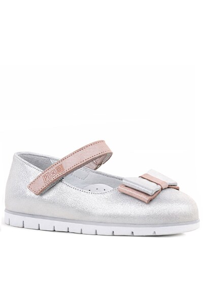 Rakerplus Pantofi de balerină pentru fete Pixel Silver Powder din piele naturală