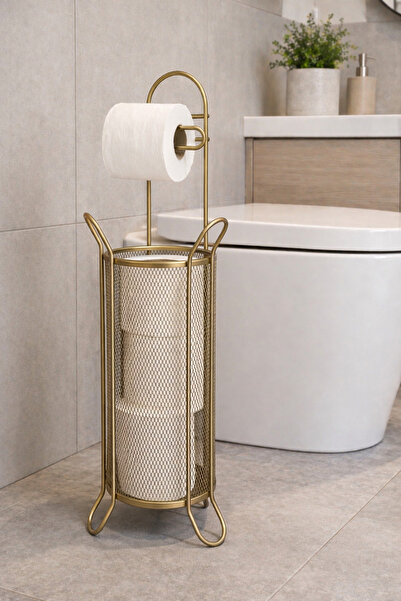 ANGDESİGN AngDesign Μεταλλική θήκη για ρολό τουαλέτας με καλάθι-αντίκα