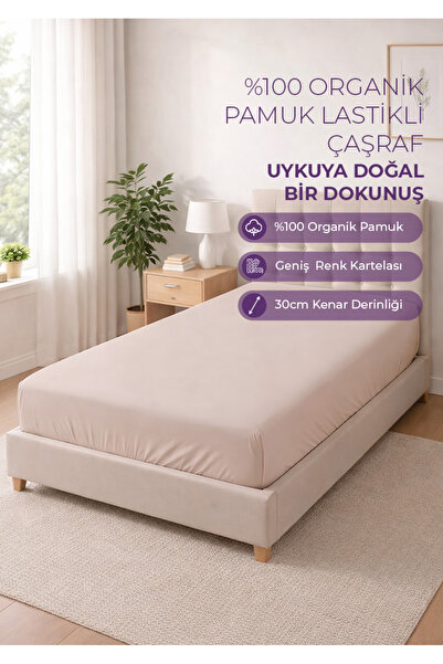 100% Organic Cotton Elastic Sheet - Powder - Dolmabahçe Series