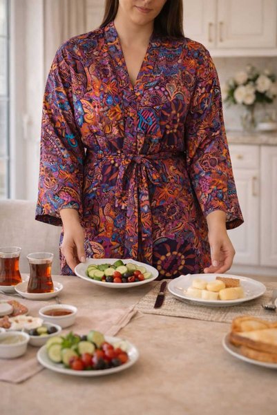 GOB Büyük Beden Gob Signature Large Size Kimono - Multicolor