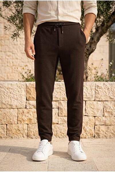 Valiberta بنطلون هيربرت نوفا قماش بيكي كتان بقصة عادية بنطال جوغر للرجال - بني