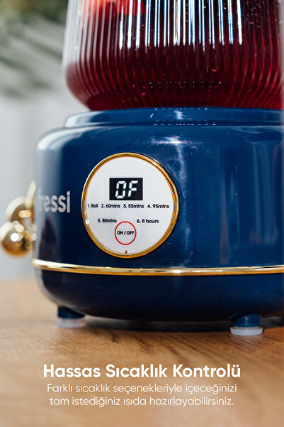 Fressi Cam Su Isıtıcı Kettle Elektrikli Çok Fonksiyonlu Bitki Çayı Makinesi Lacivert 600ml Ysb-gc02 Eiffel