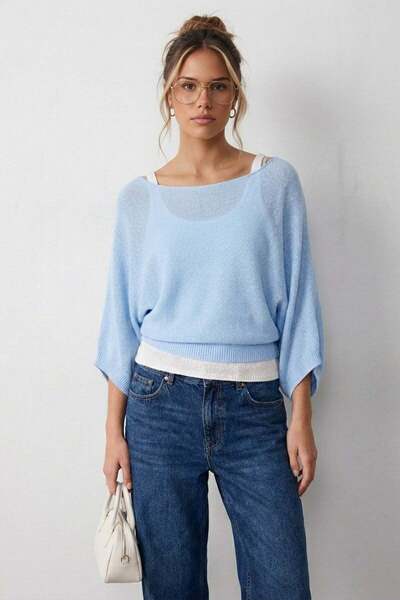 Madmext Πουλόβερ - Μπλε - Κανονική εφαρμογή