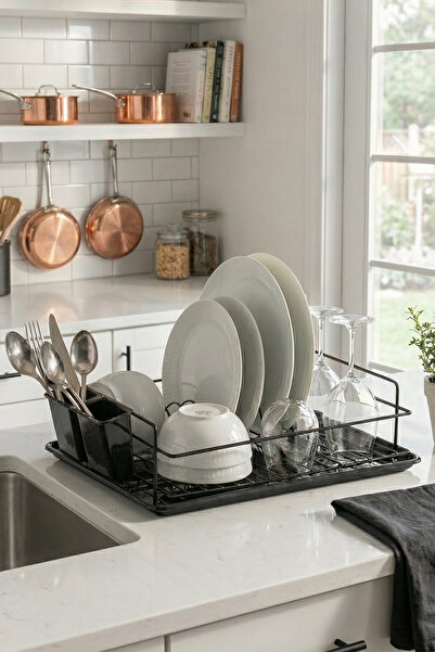 NTC METAL Paslanmaz Bulaşıklık Kurutma Bulaşık Sepeti Tabaklık & Kaşıklık Büy...