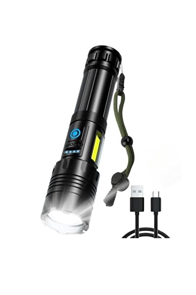 Sezy Şarjlı 7 Modlu Taktik El Feneri USB Powerbank Özellikli Acil Durum Güven...
