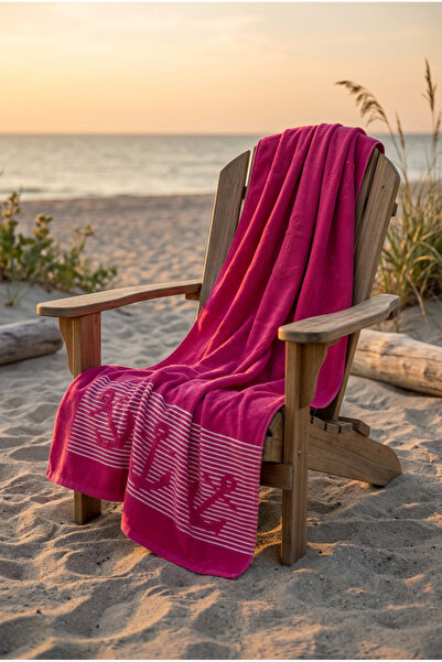 Menderes Home Fuchsia Bukle Beach Towel Anchor - Cotton Collection